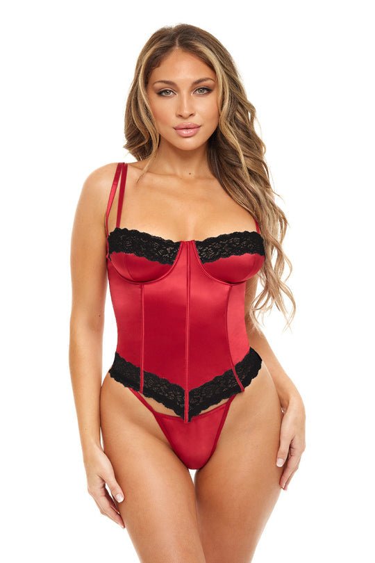 Oh La La Cheri Bustier Red Dahlia/Black / S Tempest Bustier Bra Set