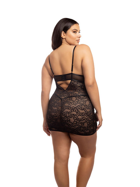 Oh La La Cheri Plus Size Babydoll Curvy Amaya Snake Lace Babydoll