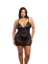 Oh La La Cheri Plus Size Babydoll Curvy Amaya Snake Lace Babydoll