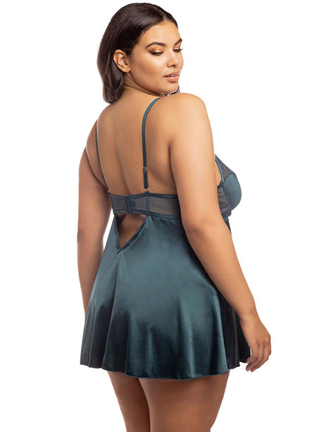 Oh La La Cheri Plus Size Babydoll Curvy Diana Satin Babydoll