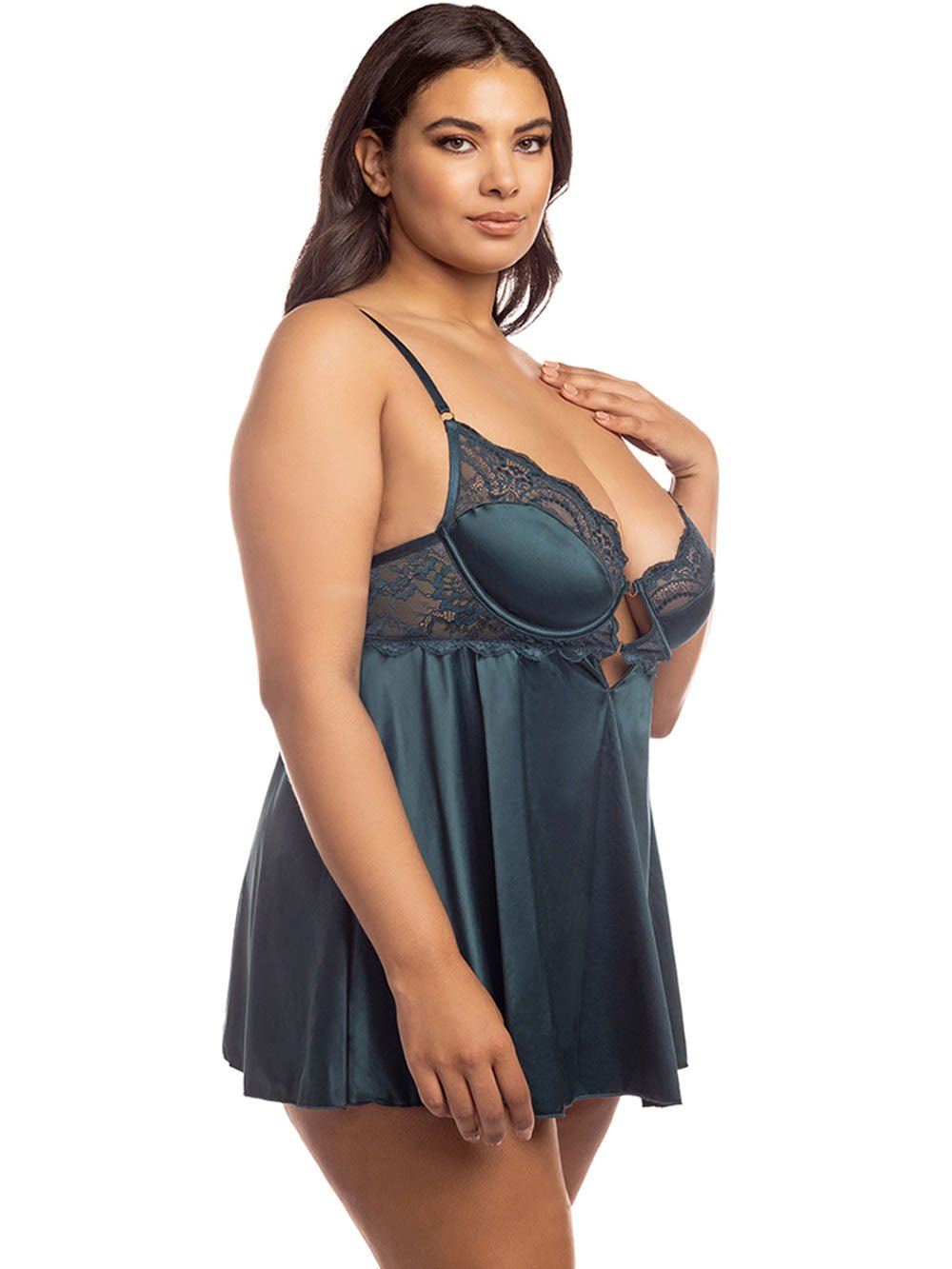 Oh La La Cheri Plus Size Babydoll Curvy Diana Satin Babydoll