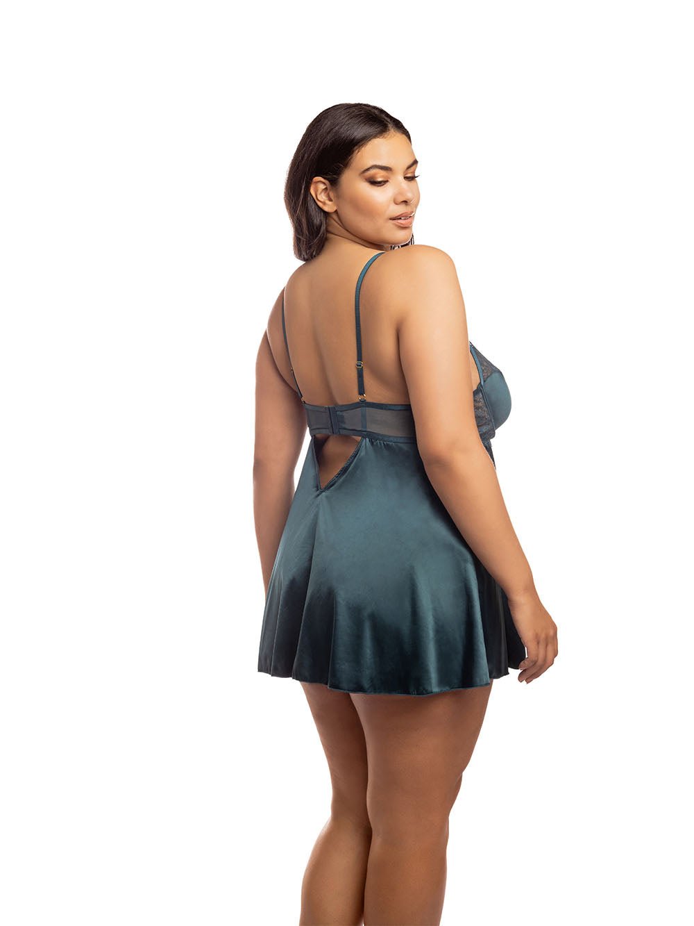 Oh La La Cheri Plus Size Babydoll Curvy Diana Satin Babydoll