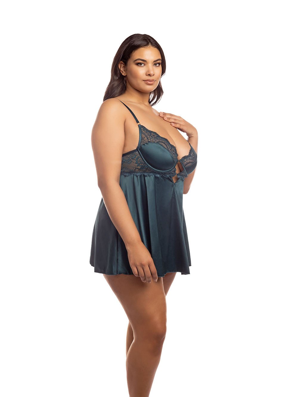 Oh La La Cheri Plus Size Babydoll Curvy Diana Satin Babydoll