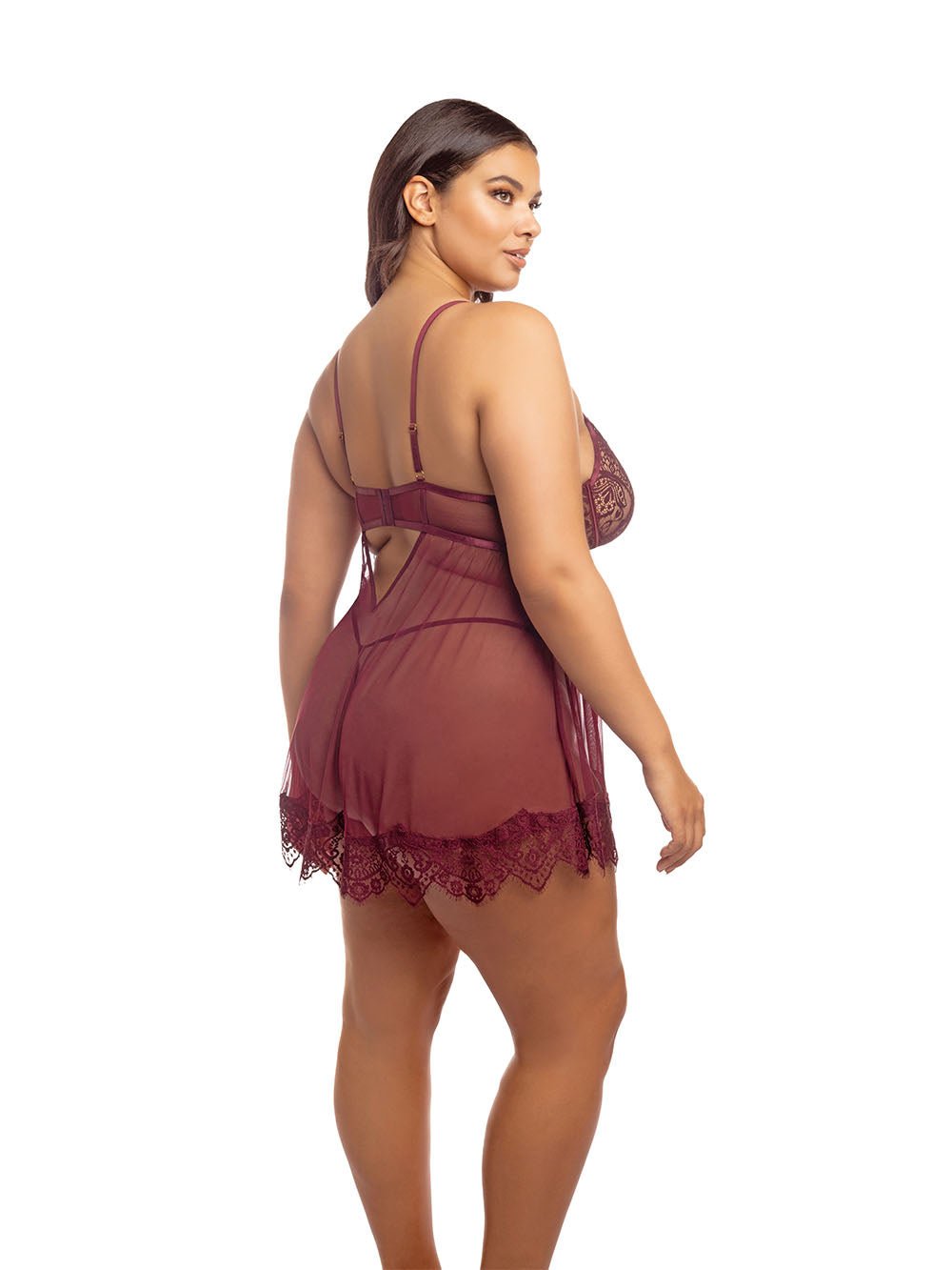 Oh La La Cheri Plus Size Babydoll Curvy Kinsley Sheer Babydoll