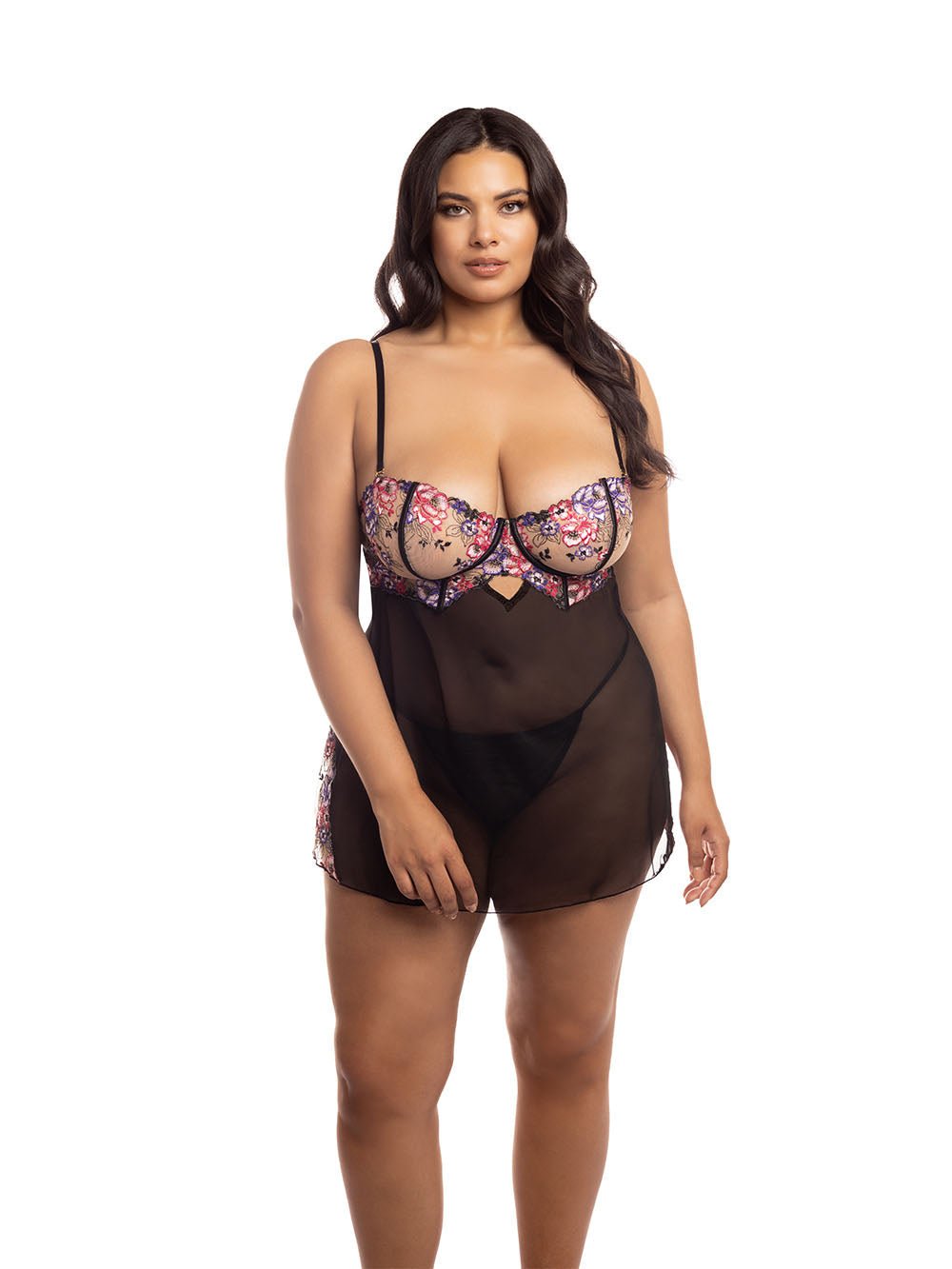 Oh La La Cheri Plus Size Babydoll Curvy Nadine Lace Babydoll