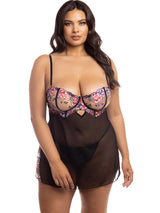 Oh La La Cheri Plus Size Babydoll Curvy Nadine Lace Babydoll