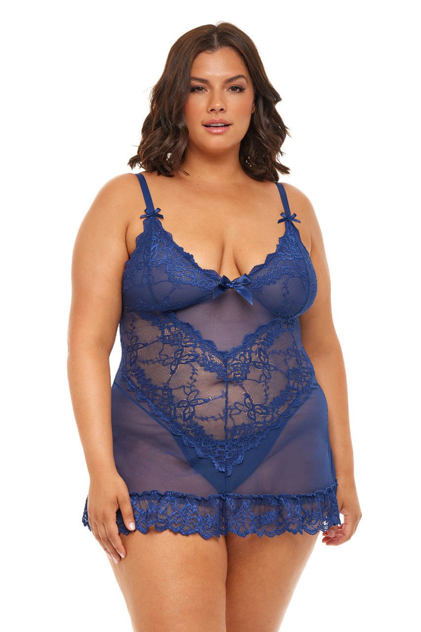 Oh La La Cheri Plus Size Babydoll Curvy Valentine Sheer Babydoll