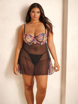 Oh La La Cheri Plus Size Babydoll Multi Color Hot Cheri Emb / 1X Curvy Nadine Lace Babydoll
