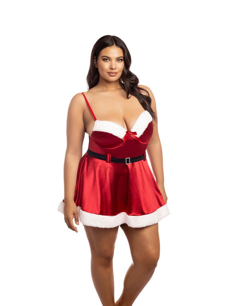 Oh La La Cheri Plus Size Babydoll Red/Bright White / 1X/2X Curvy Holiday Vixen Chemise