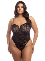 Oh La La Cheri Plus Size Bra Set Black / 1X/2X Curvy Kai Snake Lace Bustier Bra Set