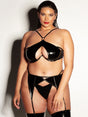 Oh La La Cheri Plus Size Bra Set Black / 1X/2X Fetish Curvy Fantasy 3 Piece Bra Set