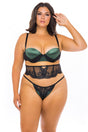 Oh La La Cheri Plus Size Bra Set Dark Green/Black / 1X Curvy Paulette Lace 3 Piece Bra Set