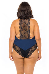 Oh La La Cheri Plus Size Lounge Curvy Claribel Lace Jersey Romper