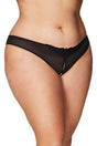 Oh La La Cheri Plus Size Panties Black / 1X/2X Curvy Paradise Lace Pearl Thong