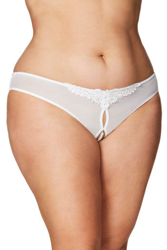 Oh La La Cheri Plus Size Panties White / 1X/2X Curvy Bridal Paradise Pearl Brazilian