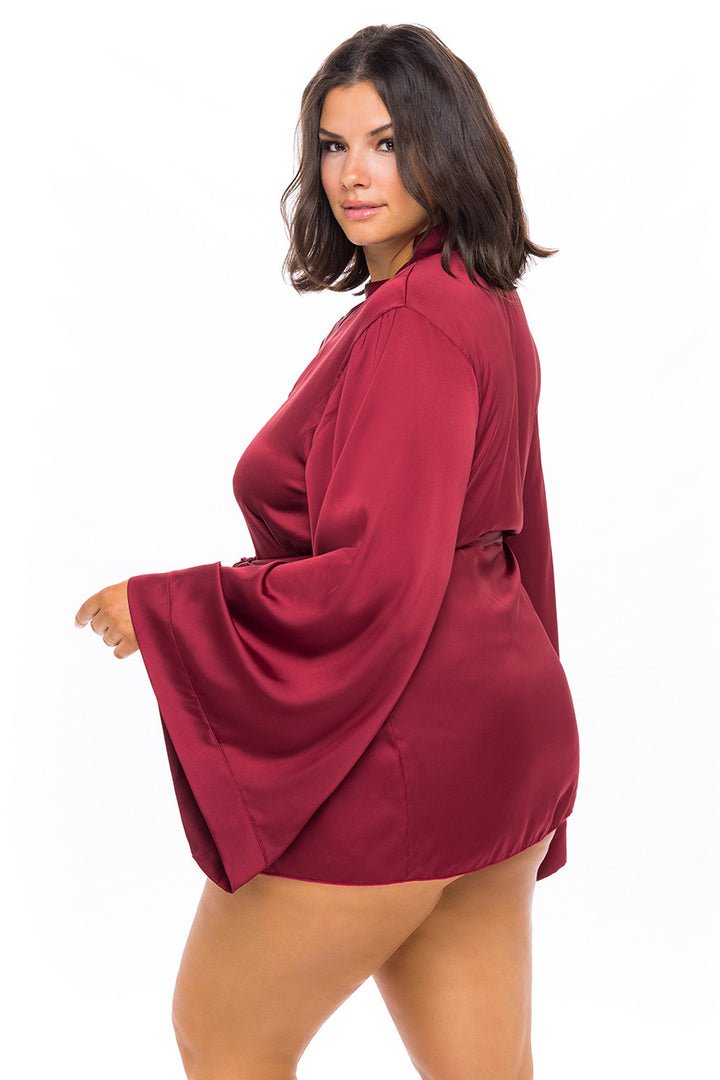 Oh La La Cheri Plus Size Robes Curvy Mirielle Shortie Robe