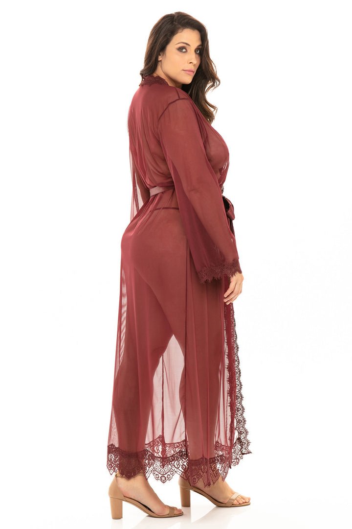 Oh La La Cheri Plus Size Robes Curvy Provence Sheer Long Robe