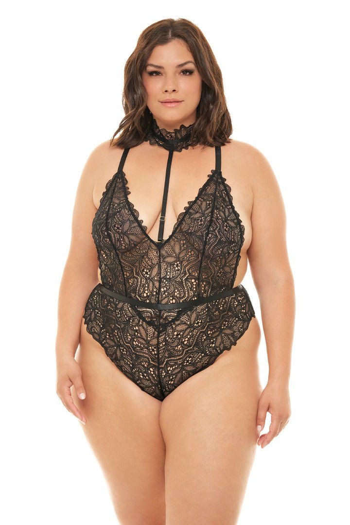 Oh La La Cheri Plus Size Teddy Black / 1X/2X Curvy Dahlia Lace Teddy