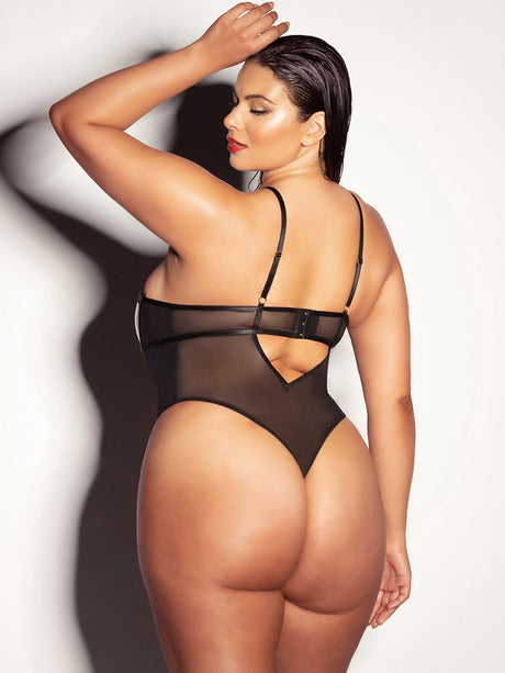 Oh La La Cheri Plus Size Teddy Black / 1X/2X Fetish Curvy Fantasy Teddy