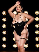 Oh La La Cheri Plus Size Teddy Black / 1X/2X Fetish Curvy Play Open Cup Teddy