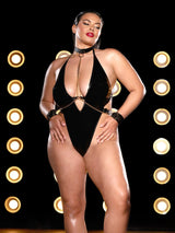 Oh La La Cheri Plus Size Teddy Black / 1X/2X Fetish Curvy Submissive Chain Teddy