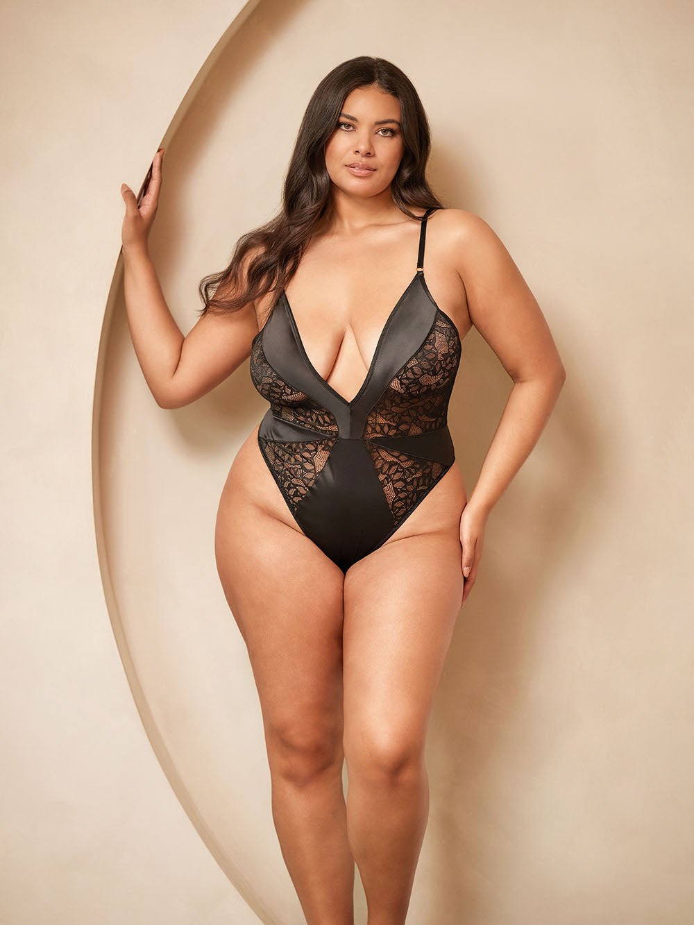 Oh La La Cheri Plus Size Teddy Black / 1X Curvy Amaya Snake Lace Teddy