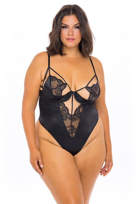 Oh La La Cheri Plus Size Teddy Black / 1X Curvy Ivy Lace Teddy