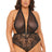 Oh La La Cheri Plus Size Teddy Black / QU Curvy Aria Sheer Plunge Halter Teddy