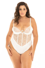 Oh La La Cheri Plus Size Teddy Bright White / 1X Bridal Curvy Carmella Teddy