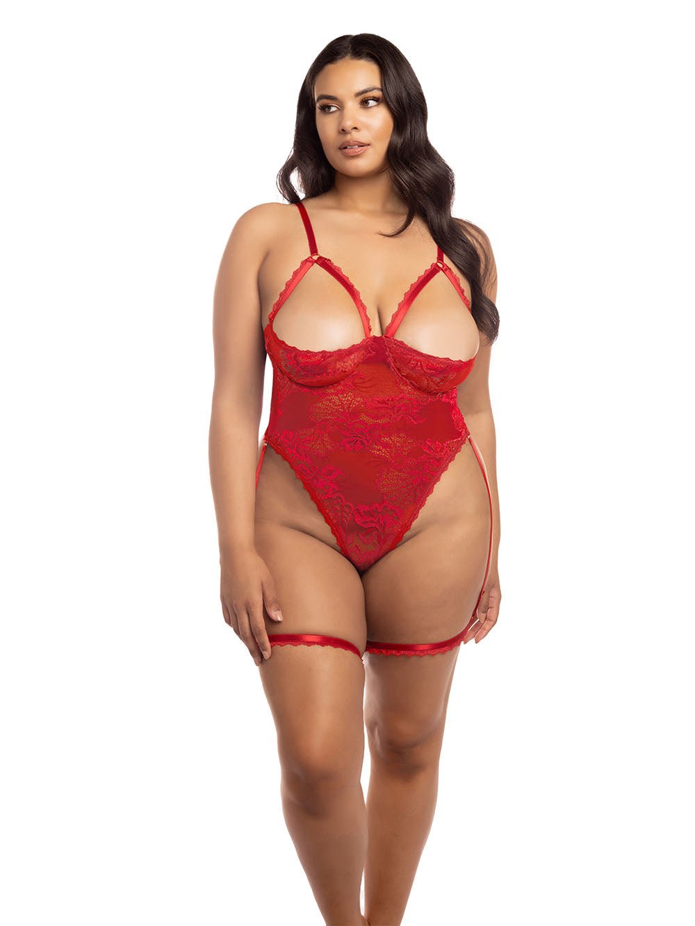 Oh La La Cheri Plus Size Teddy Curvy Elayne Open Cup Teddy