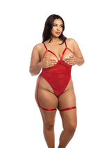 Oh La La Cheri Plus Size Teddy Curvy Elayne Open Cup Teddy