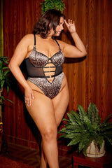 Oh La La Cheri Plus Size Teddy Curvy Journee Leopard Teddy