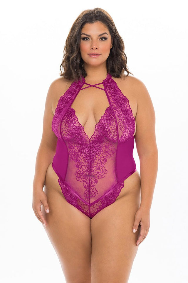 Oh La La Cheri Plus Size Teddy Festival Fuchsia / 1X/2X Curvy Abrielle Teddy