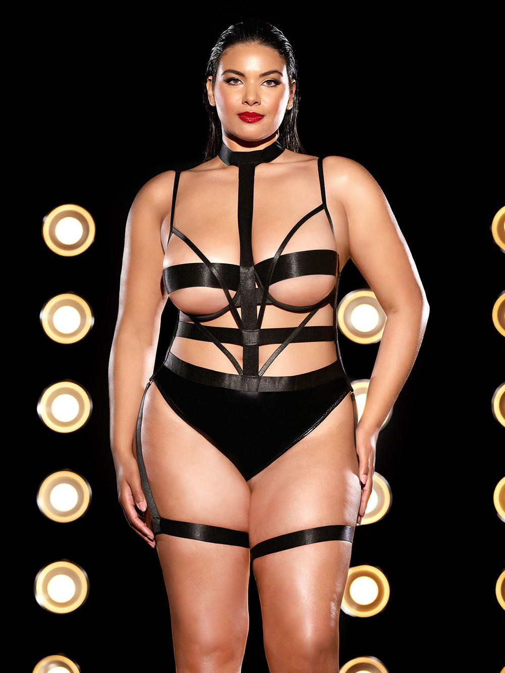 Oh La La Cheri Plus Size Teddy Fetish Curvy Lethal Peek-A-Boo Teddy