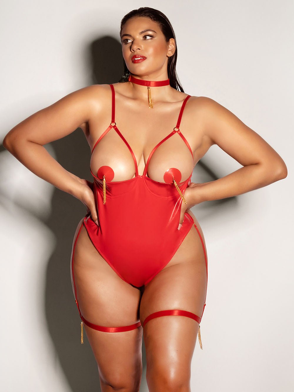 Oh La La Cheri Plus Size Teddy Fetish Curvy Play Open Cup Teddy