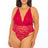 Oh La La Cheri Plus Size Teddy Red / 1X/2X Curvy Jeana All Over Lace Teddy