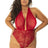 Oh La La Cheri Plus Size Teddy Red / QU Curvy Aria Sheer Plunge Halter Teddy