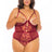 Oh La La Cheri Plus Size Teddy Rhubarb / 1X Curvy Kira Embroidered Open Cup Teddy