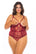 Oh La La Cheri Plus Size Teddy Rhubarb / 1X Curvy Kira Embroidered Open Cup Teddy