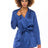 Oh La La Cheri Robe Estate Blue/Black / S/M Saskia Satin and Lace Robe