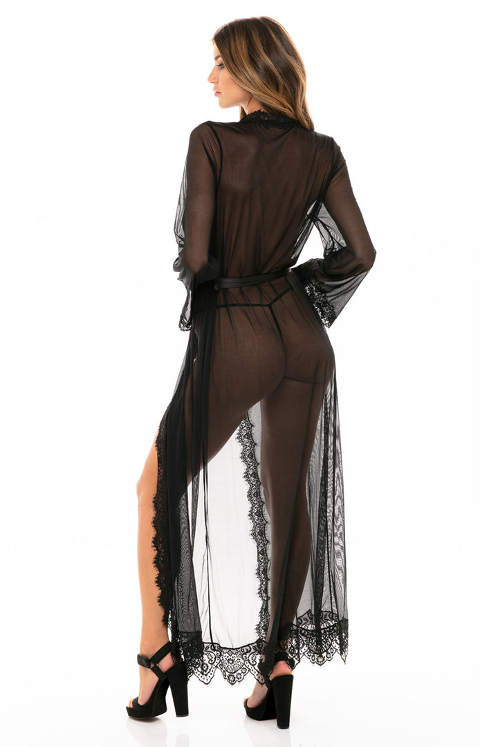 Oh La La Cheri Robe Black / S/M Provence Sheer Long Robe