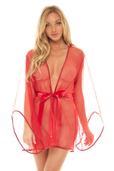 Oh La La Cheri Robe Red / S/M Sydney Sheer Shortie Robe