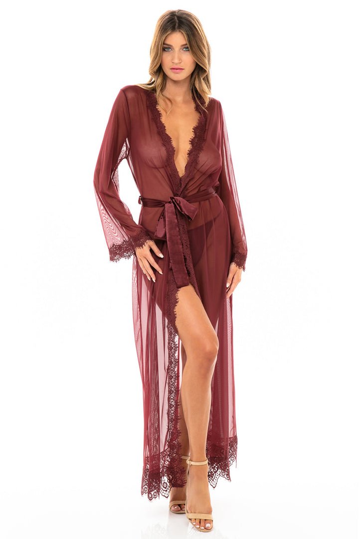 Oh La La Cheri Robe Zinfandel / S/M Provence Sheer Long Robe