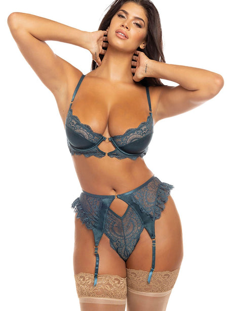 Oh La La Cheri Sets Diana Satin 3 Piece Bra Set