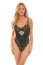 Oh La La Cheri Teddy Black / S Anastasie Lace and Satin Teddy