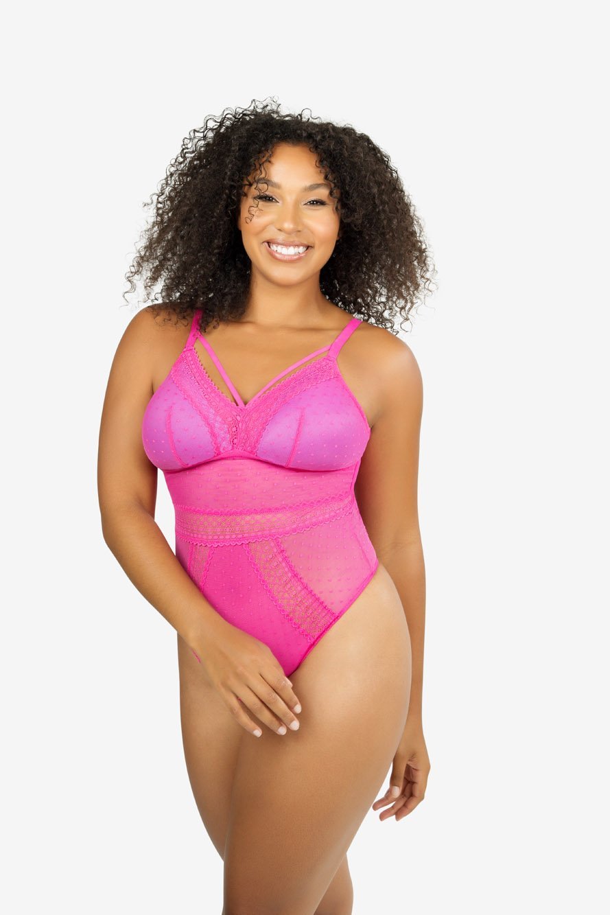 Parfait Bodysuits Parfait Mia Dot Wire-free Padded Mesh Bodysuit