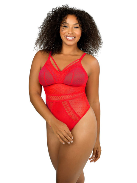 Parfait Bodysuits Racing Red / S Parfait Mia Dot Wire-free Padded Mesh Bodysuit