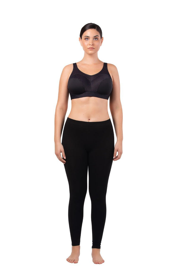 Parfait Bras 32 / D / Black W/ Pink Blush Parfait Power Fit Unlined Moderate Impact Sports Bra - Black W/ Pink Blush