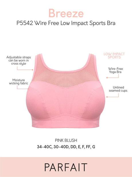 Parfait Bras Parfait Breeze Wire Free Low Impact Sports Bra - Pink Blush