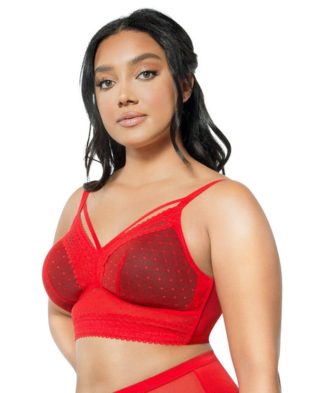 Parfait Bras Parfait Mia Dot Wire-free Padded Mesh Bralette - Racing Red